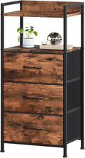Somdot Nightstand with 3 Drawers, Dresser with Fabric Bins by Somdot