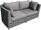 TWT 3-Piece Woven Rope Patio Furniture Set, 2 Outdoor Armchairs - Image 9