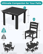 SERWALL Outdoor Dining Set for 4, HDPE Square Table and Chairs Set All Weather - Image 2