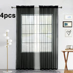 SpaceDresser Black Sheer Curtains 4 Panels Rod Pocket Semi-Sheer Curtain 84 - Image 2