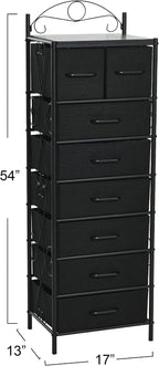 Household Essentials Black Oak & Iron Eight-Drawer Tower - Image 3