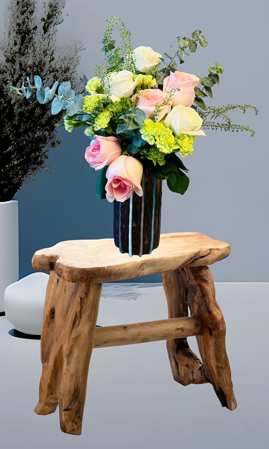 Natural Edge Cedar Wood Tree Stump Indoor/Outdoor Stool, Garden Bench, Night - Image 2