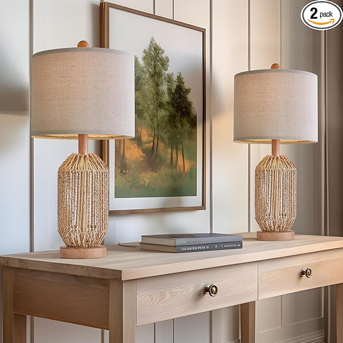 OYEARS 21" Boho Table Lamps Set of 2 by OYEARS