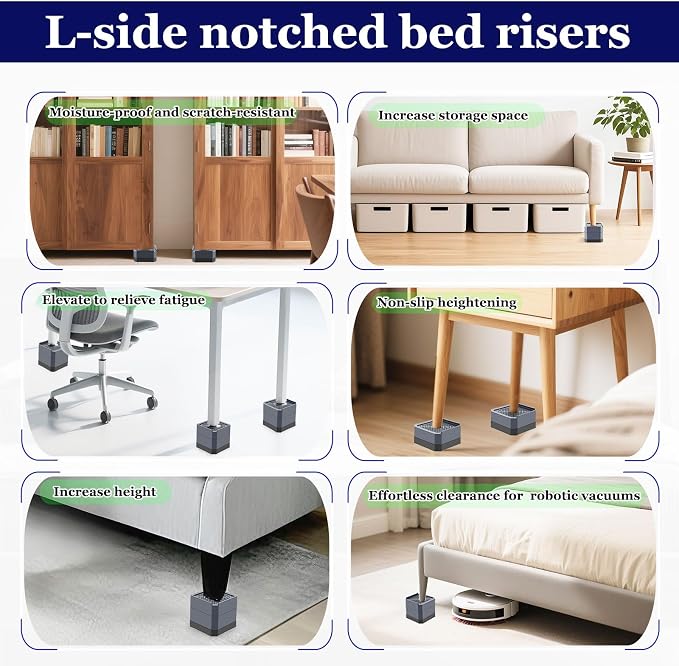 Bed Risers Heavy Duty, Adjustable Furniture Riser Blocks Lift 1.5, 4.3 inches - Image 5