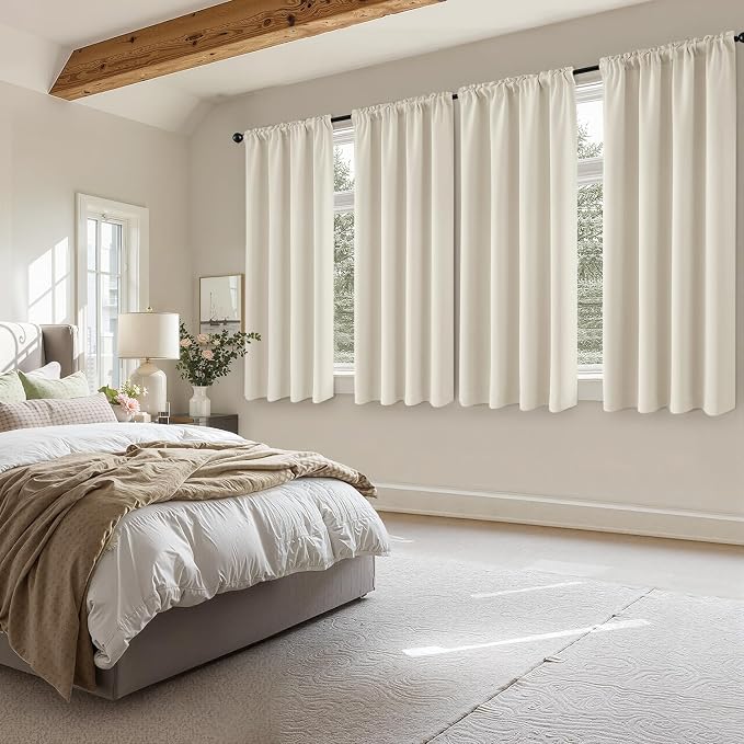 MIULEE Cream Beige Blackout Curtains 4 Panels Set 72 Inch Length Bedroom | - Image 5