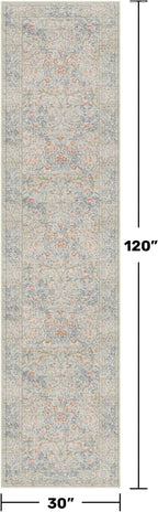 Beige Blue Washable 2'6"x10' Wide Hallway Runners, Kitchen Runner Rug, Non-Slip - Image 2