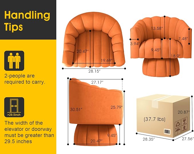Dewhut Swivel Accent Chair, 360° Swivel Barrel Chair - Image 2