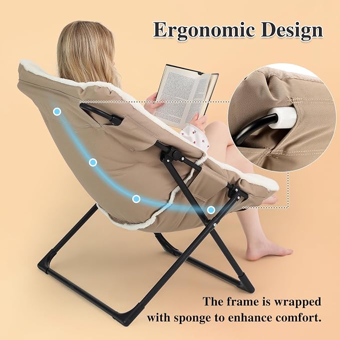 Comfy Saucer Chair for Adults, Soft Faux Fur Bedroom Chair, Accent Dorm Chairs - Image 6
