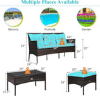 Tangkula 3 Pieces Patio Conversation Set, Outdoor PE Rattan Wicker Furniture - Image 5