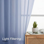 Simplebrand Denim Sheer Curtains 63 Inch Length 2 Panels, Rod Pocket Solid - Image 2