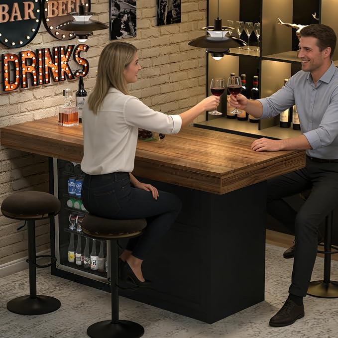 GDLF Bar Height Table with Fridge Space, 41.1" H Counter Height Pub Tall Dining - Image 3