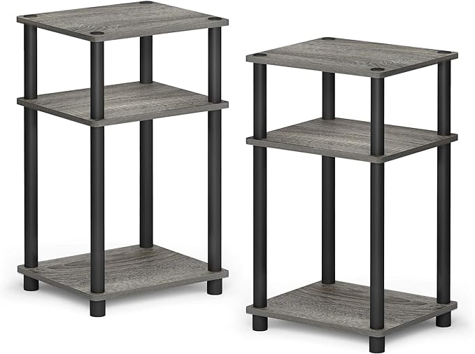 Furinno JUST Side Table Set of 2, 3-Tier Modern End Tables, Open Shelves Night - Image 6