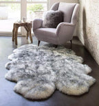 HUAHOO Premium Genuine Sheepskin Rug White Grey Real Australia Sheepskin by HUAHOO