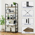 NUMENN 5 Tier Bookshelf, Tall Bookcase Shelf Storage Organizer, Modern Book - Image 5