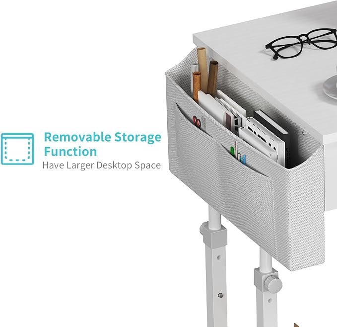 White Portable Rolling Computer Desk - Image 8