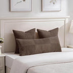 Fancy Homi Set of 2 Dark Brown Boho Long Lumbar Body Decorative Throw Pillow - Image 2