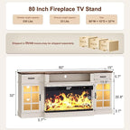MXV 80" Fireplace TV Stand, 3-Sided Glass Fireplace and Modern Entertainment - Image 2