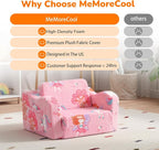 MeMoreCool Glowing Pink Fairy Kids Chair, 2-in-1 Fold-Out Kids Couch and Sofa - Image 6