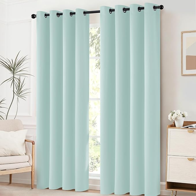 Yakamok Room Darkening Curtains 52x96 inch Length Aqua-Living Room | 2 panels - Image 2