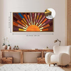 IARTTOP Extra Large Wood Sun Framed Wall Art 20x40 Inch Boho Sunrise 3D - Image 9