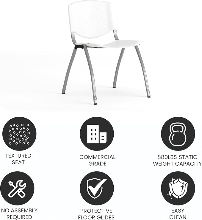 Flash Furniture HERCULES Series 880 lb. Capacity White Plastic Stack Chair - Image 5