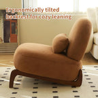 KEIKI Velvet Accent Chair with Solid Wood Legs, Armless Cute Single Seat Sofa - Image 6