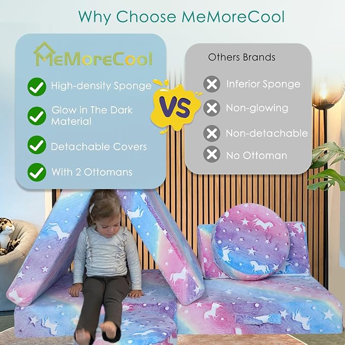 MeMoreCool Kids Modular Play Couch, 8-Piece Foam Toddler Couch Set - Image 6