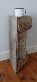 Reclaimed Historic Wood Corner end Table 24 inch Beige - Image 3