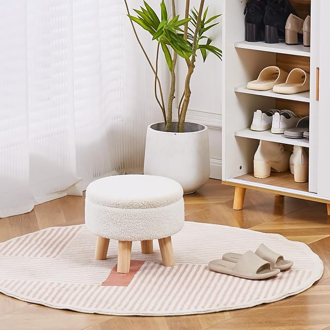 Wimarsbon Storage Ottoman, Modern Round Footrest - Image 6
