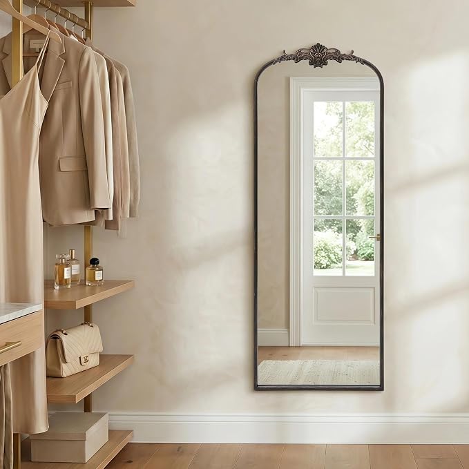 Besdomus Arched Mirror Full Length: 21"x56" French Black Vintage Full Body - Image 2