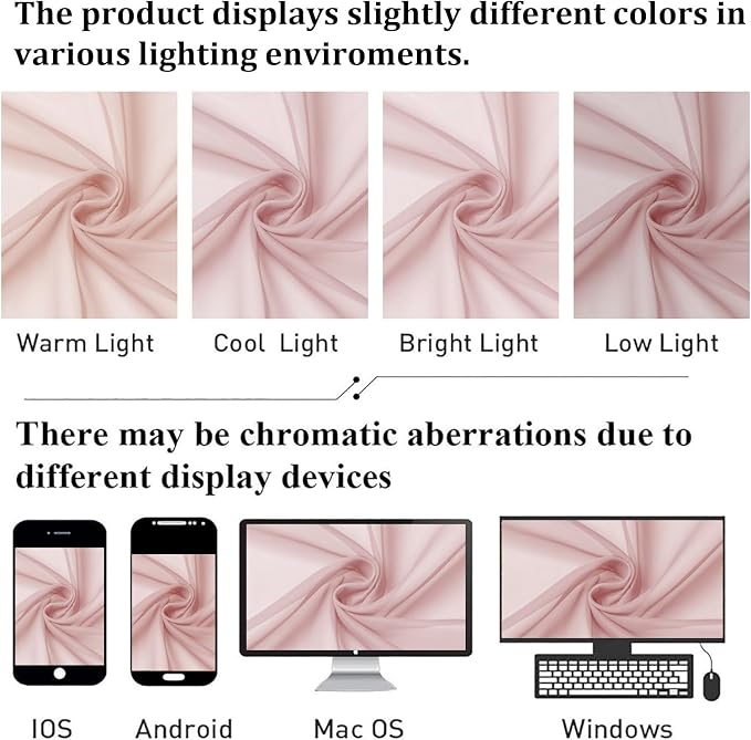 Blush Pink Sheer Curtains 120 Inches Long 2 Pcs, Rod Pockets Voile Living Room - Image 5
