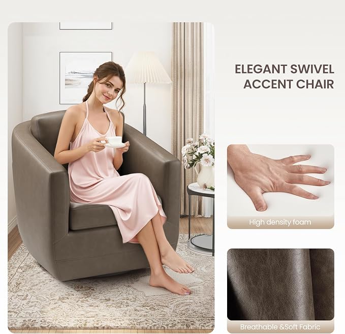 COLAMY 360° Swivel Accent Chair Set of 2 - Image 4