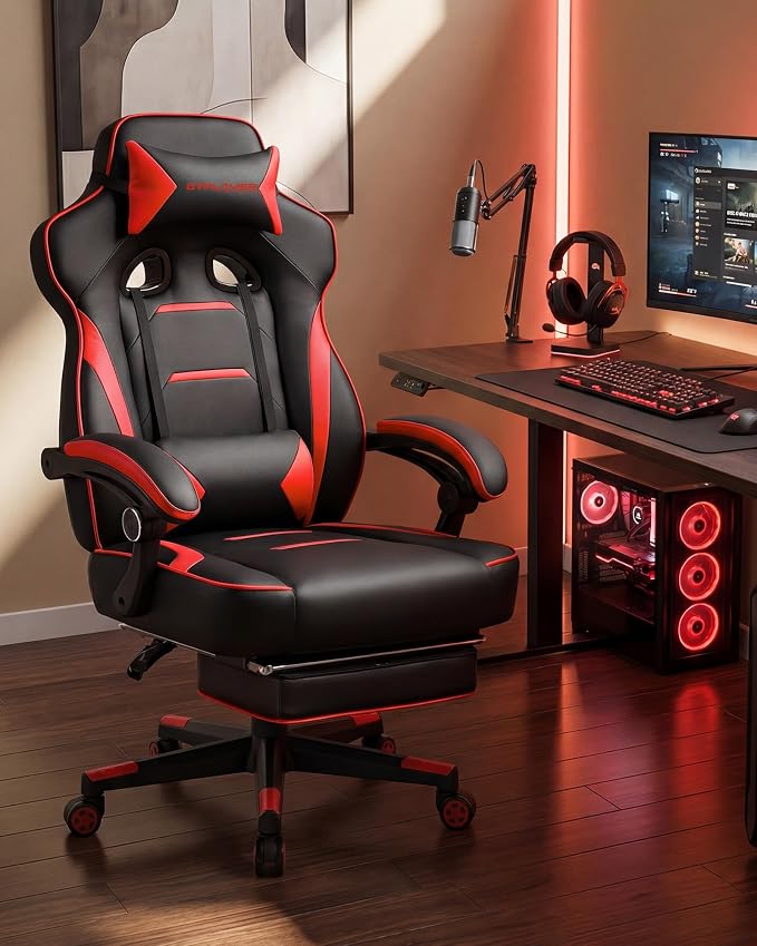 GTPLAYER Gaming Chair with Footrest, Big and Tall Game Chair 350lb Racing Style - Image 2