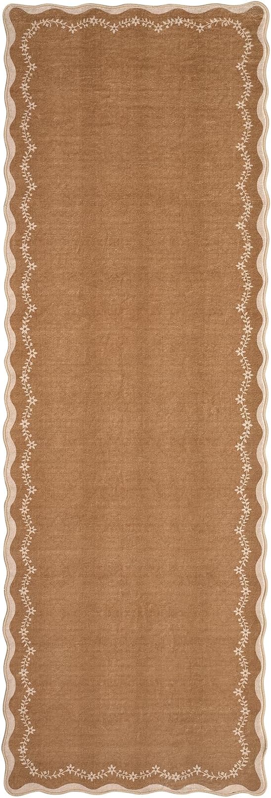GarveeHome 2.5x8 Scalloped Washable Runner Rug Non Slip Hallway Kitchen Rug | - Image 5