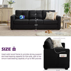 TYBOATLE Black Faux Leather Sofa Sectional Couches - Image 3
