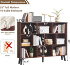 LEYAOYAO 10 Cube Bookshelf, 3 Tier Vintage 55" Wide Bookcase - Image 2
