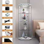 LFT HUIMEI2Y Glass Display Corner Cabinet 4-Shelf, Curio Cabinets Fast - Image 4