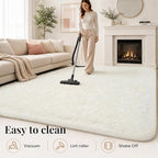 PLHXFR 8x10 Area Rugs Living Room: Fluffy Bedroom Rug Shag Carpet White | - Image 8