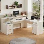 YOMILUVE 63" Farmhouse L Shaped Executive Desk - Image 8