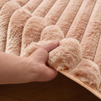 Coffee Rabbit Striped Plush Rug 5'x8', Fluffy Shaggy Area Rug - Image 7