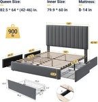 Allewie Queen Size Storage Bed Frame, Vertical Channel Tufted Adjustable - Image 2