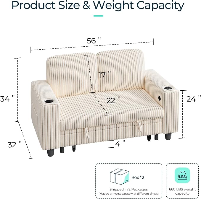 LINSY HOME Loveseat Sofa with Storage - Image 2