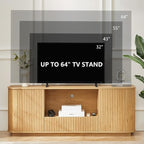64" Fluted TV Stand for TVs up to 75 inch, Entertainment Center - Image 3