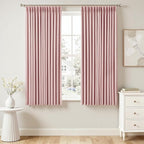 MIULEE Pink Pinch Pleated 100% Blackout Linen Curtains 40x63 Inches | Room by MIULEE