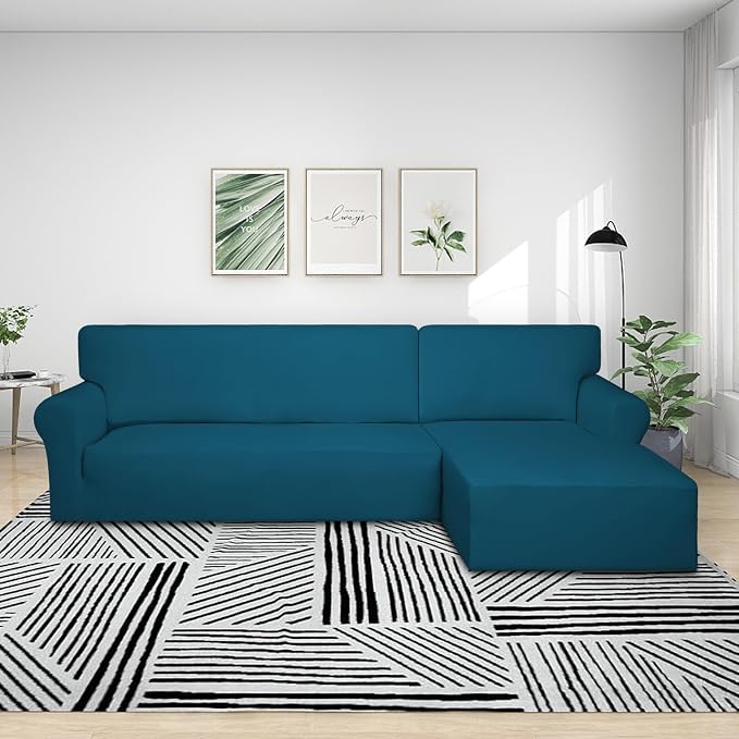 PureFit Stretch Sectional Couch Covers 2 pcs Non Slip L Shape Sofa Cover - Image 2