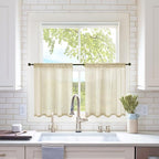 MIULEE 2 Panels Kitchen Tiers Half Window Sheer Curtains 29 X 24 Inch Beige | by MIULEE
