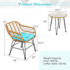 Tangkula 3 Pieces Patio Bistro Set, Rattan Conversation Set - Image 5