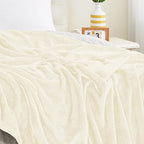 KMUSET Cream Fleece Blanket for Couch - Image 5