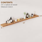 Floating Shelves for Wall Decor, Rustic Solid Elm Wood Live Edge Floating - Image 2