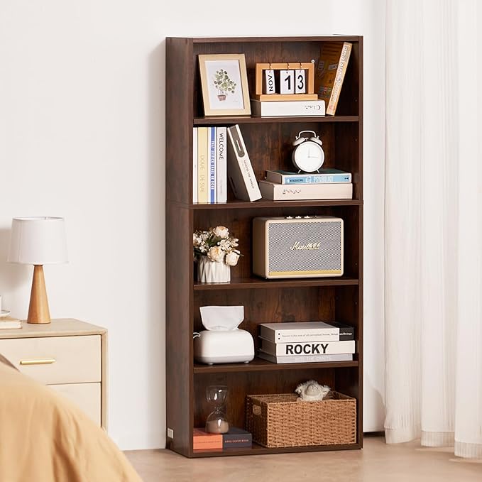 VEVOR 5 Tiers Narrow Bookshelf, 53 in Wooden Open Bookcase - Image 2